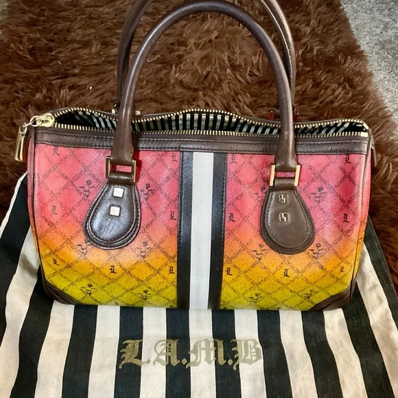 L.A.M.B. Red and Yellow ombré Rasta tote bag - Picture 8 of 12